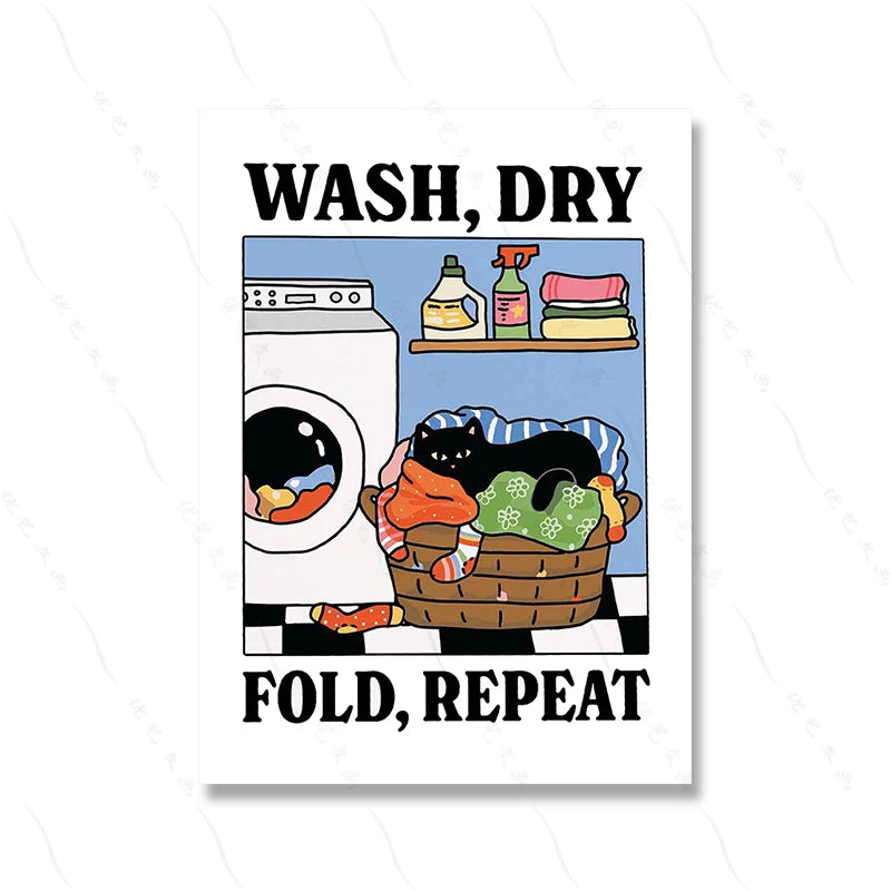 Cute & Adorable Wash Your Paws Kitty Wall Art Poster Decor for Living Room (Home)