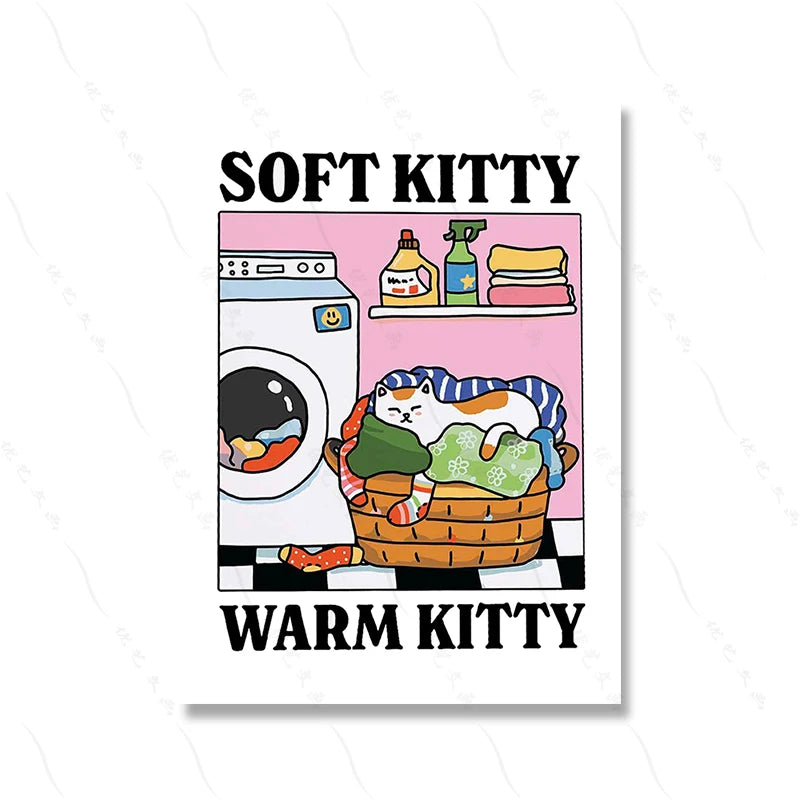 Cute & Adorable Wash Your Paws Kitty Wall Art Poster Decor for Living Room (Home)