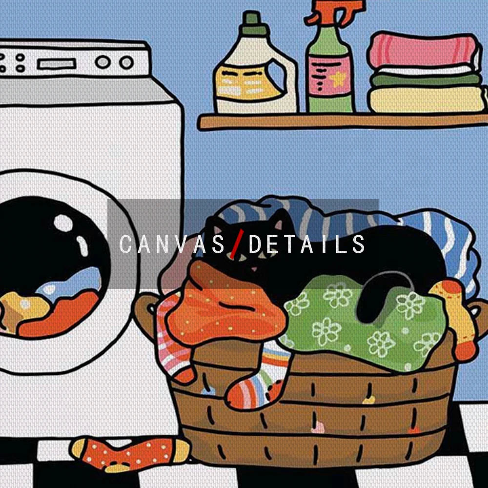 Cute & Adorable Wash Your Paws Kitty Wall Art Poster Decor for Living Room (Home)